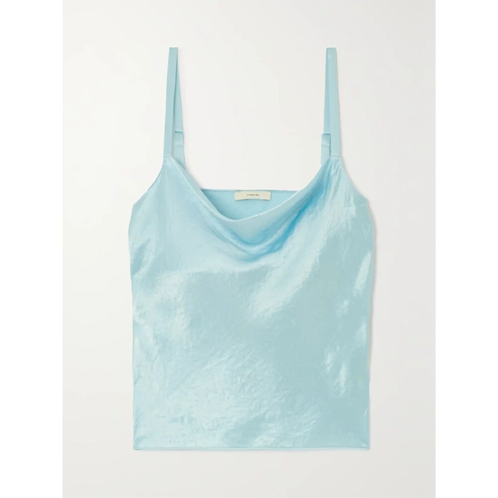 Vince Draped Satin Cami Light‎ Blue Women's Size M NWT Tank Top